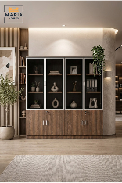 MARIA HOMES Executive Office Storage Cabinet with Glass Doors – Lockable Wood...