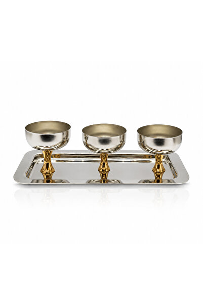 Wahat Aliamtiaz Luxury Three Bowl Nut Serving Set with Mirror Tray