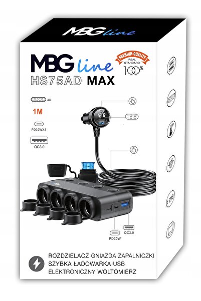 NO BRAND Splitter brichetă auto 12V 24V, încărcător auto QC PD cu 3 porturi USB