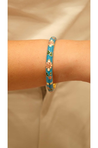 Jerie Colorful Enamel Floral Handcuff Bracelet