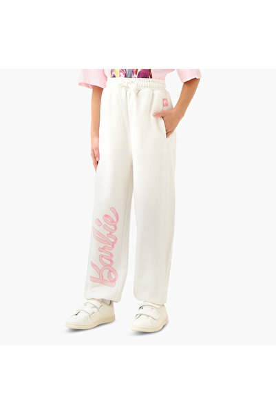 mattel Elasticated Drawstring Waist Joggers with Barbie Print