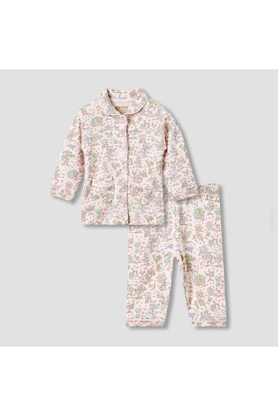 giggles Pyjama Set with Print - Cotton - Long Sleeves - Collar