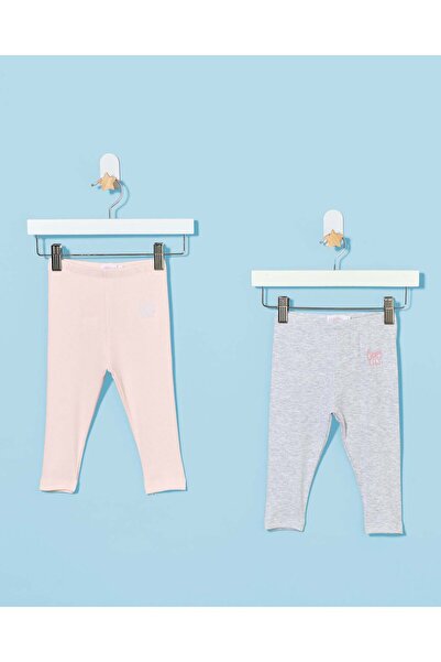 REDTAG Infant Girls Pink And Grey 2 Pieces Leggings Set