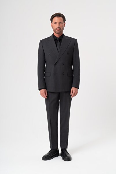 Velvarde Wool Double-Breasted Anthracite Suit