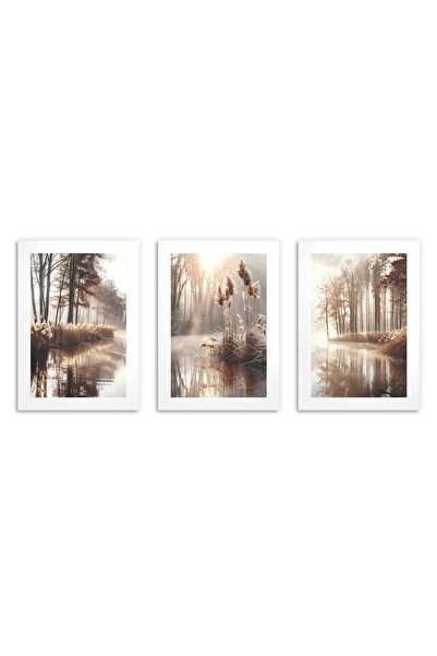 Naklejkomania Postere boho pentru perete in living, Dimineata trastie lac 3x ...