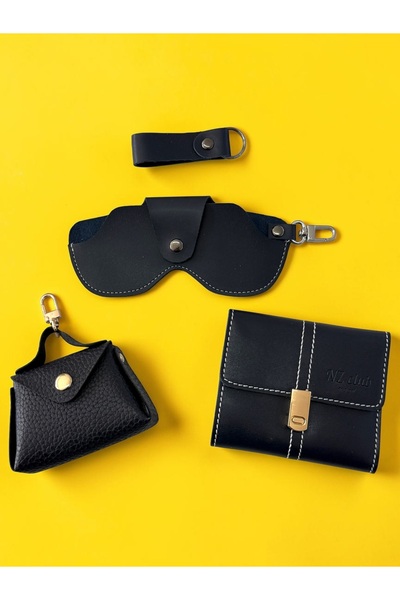 NZCLUB Stylish Minimalist Set of 4 (Women's Wallet, Glasses Case, Bag Ornamen...