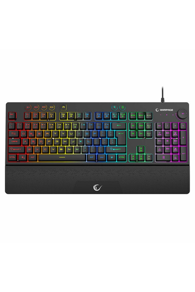 Rampage Tastatură de gaming cu suport Simula RGB Makro negru