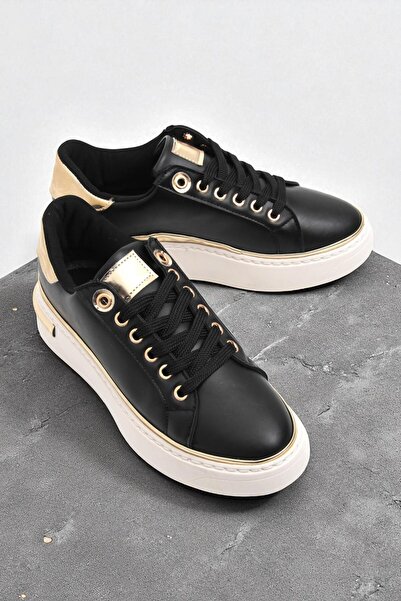 Raneel Kazançlı Alışveriş Gold detailed orthopedic sole sports shoes black