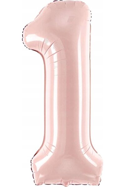 Partydeco Folie cu baloane Cifra „1”, 72cm, roz deschis