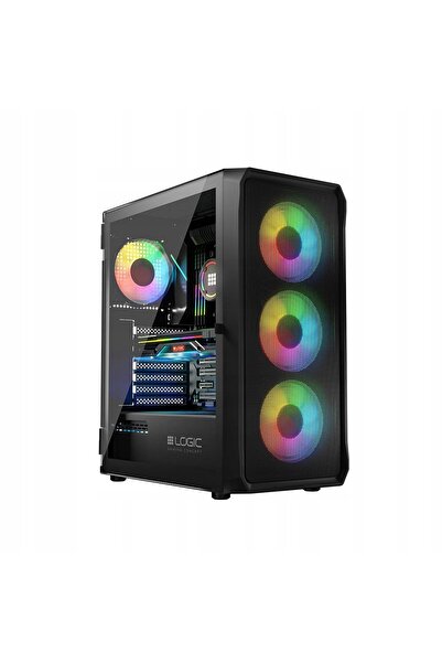 Kraft&dele Carcasă PC Logic Portos ARGB Midi Tower ATX cu fereastră, neagră