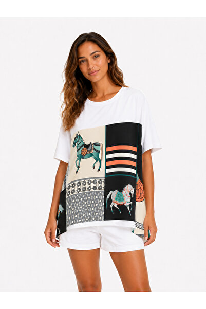 Marrone Tricoul alb oversized