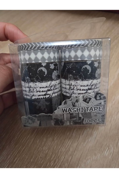 İthal Y20-10 bucăți bandă adezivă washi alb-negru Număr: 1