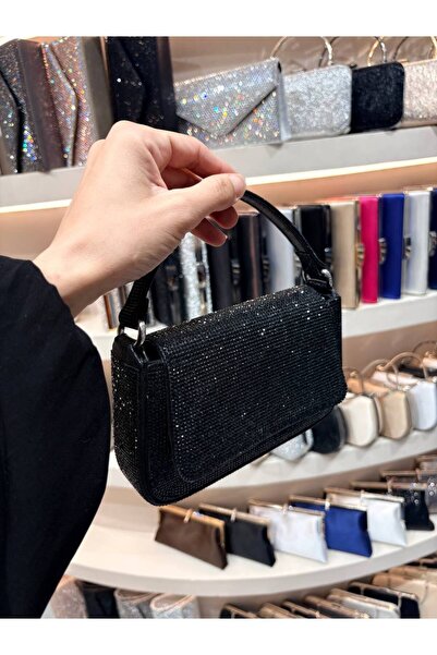 H&D COLLECTİON حقيبة سهرة من نوع باجيت مرصعة بالأحجار