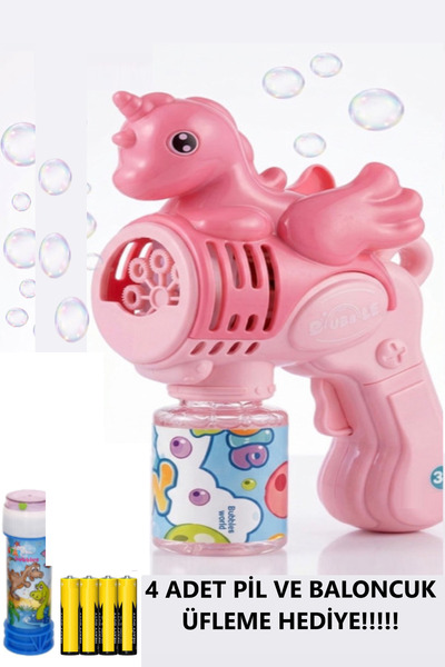 Pofika Flamingo,Timsah,Unıcorn Işıklı Köpük Tabancası (4 adet pil ve üfle bal...
