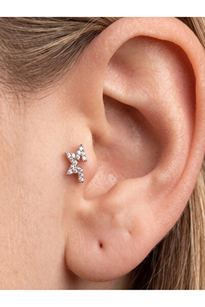 GKCBijoux 316L Kararmaz Çelik Tragus Helix Kulak Piercing Küpesi