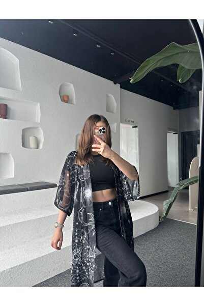 ONE WEAR Women's Slim Black Kimono