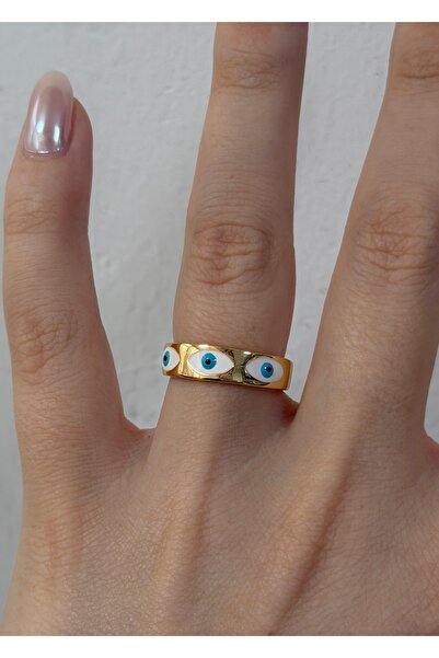 KİLİGİSTANBUL Gold Evil Eye Adjustable Ring