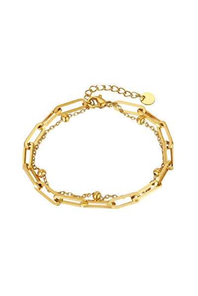 Black Season Gold Plated U Clip Layered Chain - 18cm Length