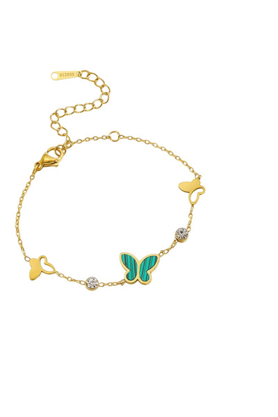 Black Season Luxury Gold Plated Butterfly and Compass Bracelet - 17cm Length