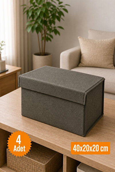 Emma Oliwia 4 Pieces Anthracite Closet Organizer with Lid, Foldable Clothing ...