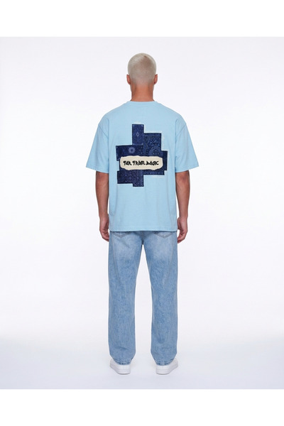 Respire Ανδρικό T-Shirt FFB Patch Oversize Baby Blue