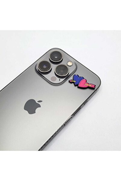 kipfy Double Heart with Arrow Sticker Decal, Blue and Pink, Metal for iPhone and Smartphones