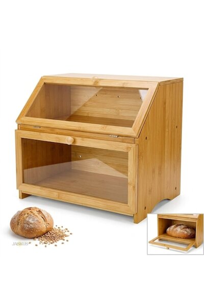 Jaskus Cutie pentru Paine Jaskus ®   Bambus - 2 Nivele Extra Mari (39x25x32 c...