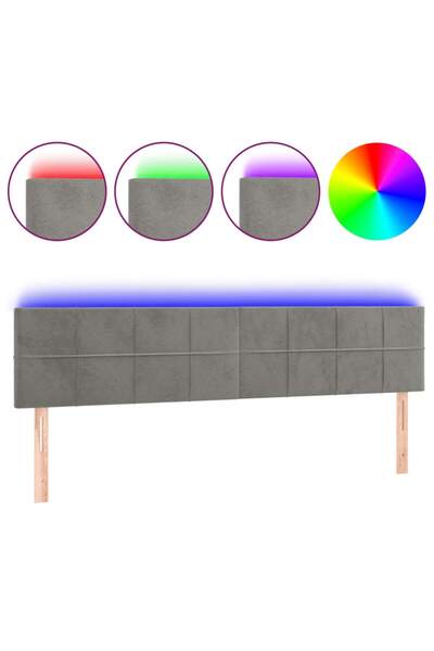 vidaxl Tăblie de pat cu LED, gri deschis, 160x5x78/88 cm, catifea