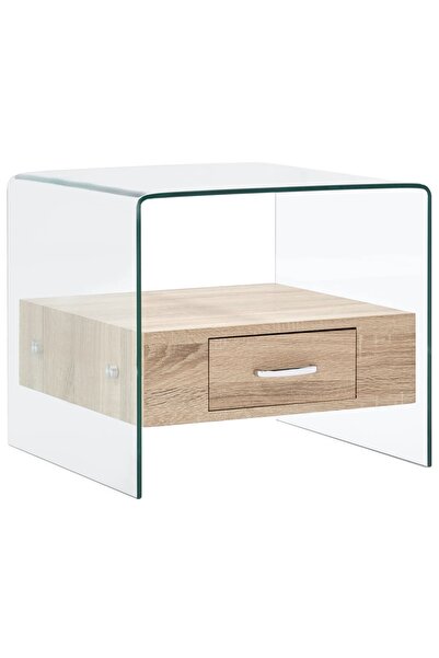 vidaxl Măsuță de cafea cu sertar, 50x50x45 cm, sticlă securizată
