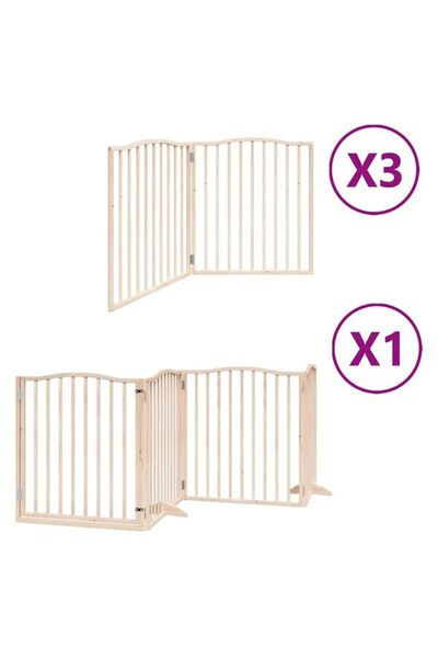 vidaxl Barieră pliabilă pentru câini cu ușă, 10 panouri, 800 cm, lemn de plop