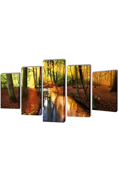 vidaxl Set de tablouri de perete cu imprimeu forestier, 200 x 100 cm
