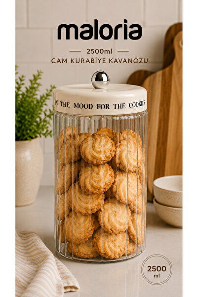 Maloria Mood Cream Vacuum Lid Motto Glass Striped Jar