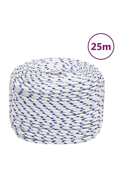 vidaxl Frânghie pentru barcă, Albă, 10 mm, 25 m, Polipropilenă