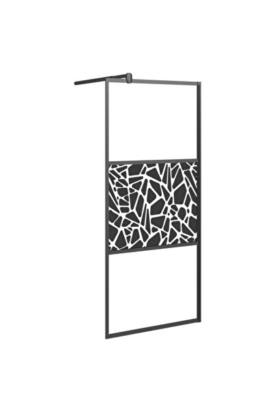 vidaxl Paravan de duș tip walk-in negru 80 x 195 cm, sticlă ESG, model piatră