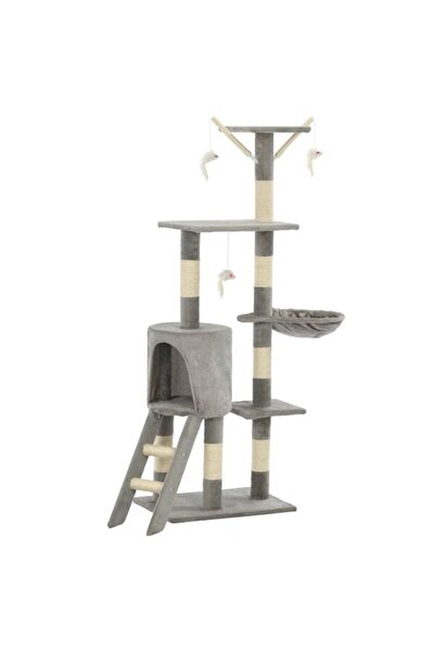 vidaxl Ansamblu de joacă pentru pisici cu stâlpi din sfoară de sisal, 138 cm,...