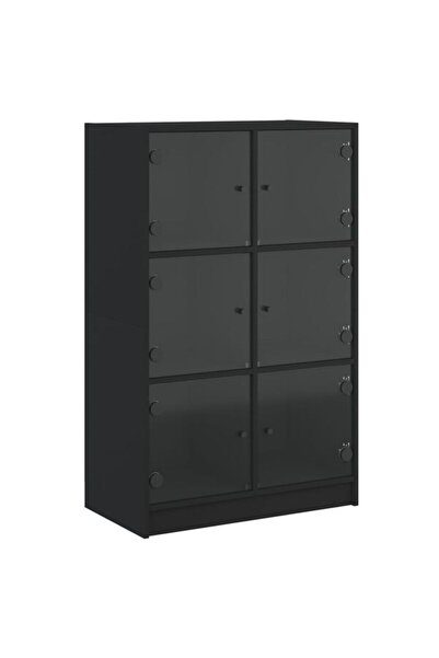 vidaxl Dulapuri înalte cu uși, Negru, 68 x 37 x 109 cm, Lemn prelucrat