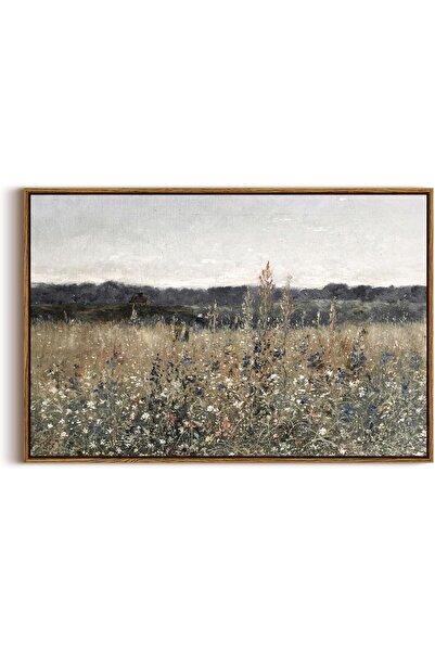 ALAYRA International Large Framed Wall Art Meadow Flowers Landscape Canvas wi...