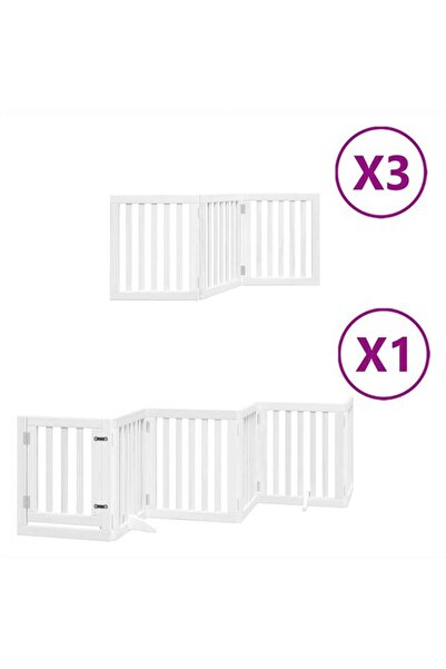 vidaxl Barieră pliabilă pentru câini cu ușă, 15 panouri, albă, 750 cm, din le...