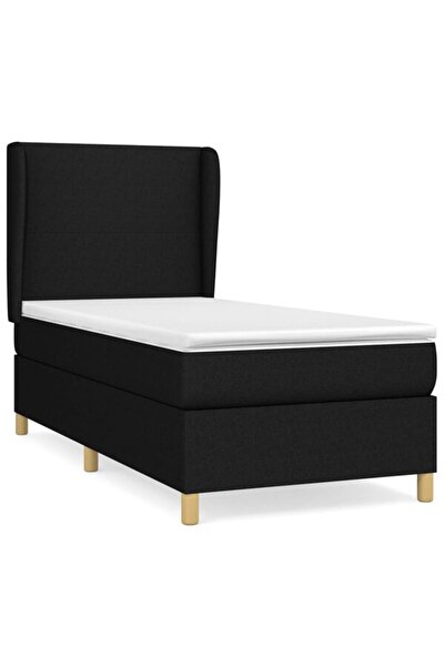 vidaxl Pat boxspring cu saltea, negru, 80 x 200 cm, textil