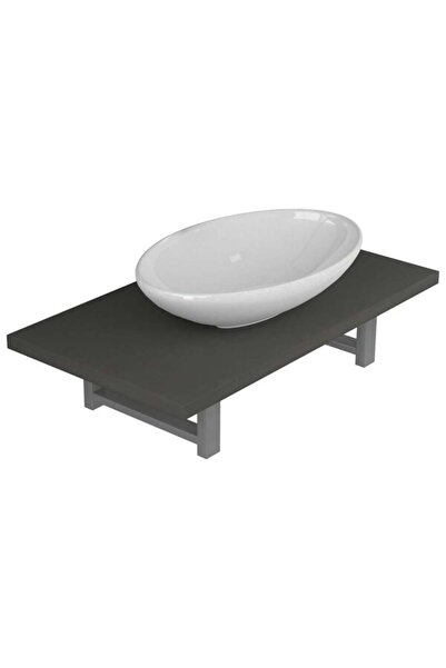 vidaxl Set mobilier de baie, 2 piese, gri, ceramică