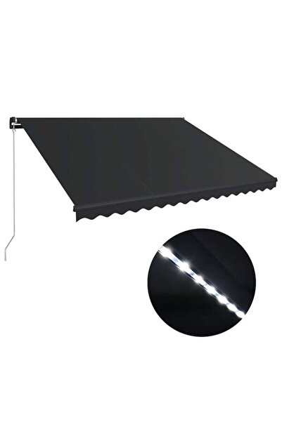 vidaxl Copertină retractabilă manuală cu LED, Antracit, 450 x 300 cm