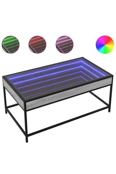vidaxl Măsuță de cafea cu LED infinity, gri sonoma, 90x50x41 cm