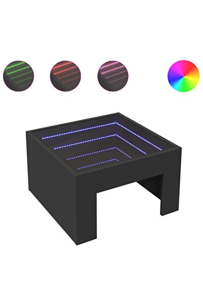 vidaxl Măsuță de cafea cu LED infinity, negru, 50x50x30 cm