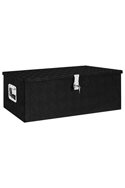 vidaxl Cutie de depozitare, neagră, 90 x 47 x 33.5 cm, aluminiu