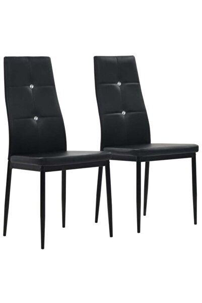 vidaxl Scaune de bucătărie, 2 bucăți, negre, piele artificială