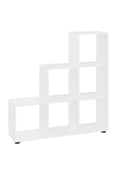 vidaxl Bibliotecă în trepte, alb extralucios, 107 cm, lemn compozit