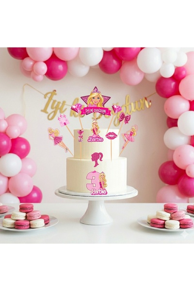 Ays Bridal Barbie temalı pasta süsü kürdanı 12 adet