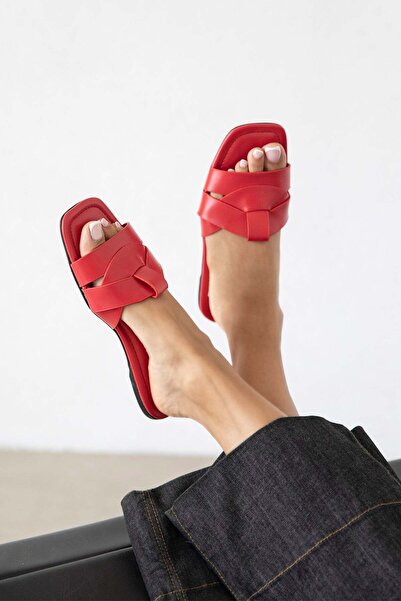 STRASWANS Anita Women's Daily Leather Slippers Red