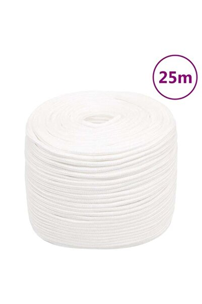 vidaxl Frânghie pentru barcă, albă integrală, 8 mm, 25 m, polipropilenă