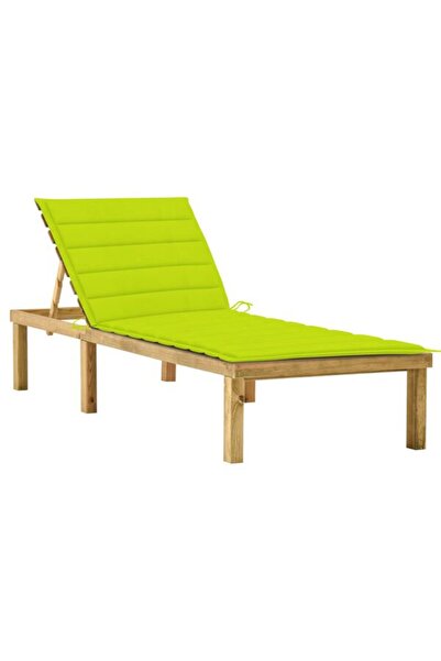 vidaxl Șezlong cu pernă verde strălucitor, lemn de pin tratat